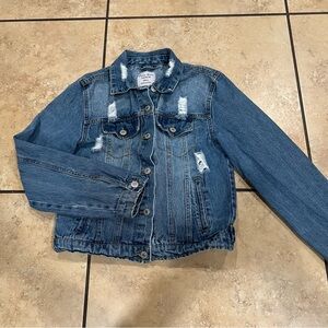 Jean Jacket Love Tree Denim Distressed Party Casual Sweater Fall Size Small